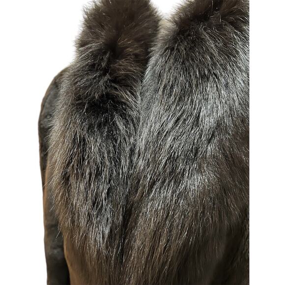 Zinman 52" Full Length Sheared Mink Fur Full Leather Reversible Coat 14 BRN/BLK - Picture 5 of 13